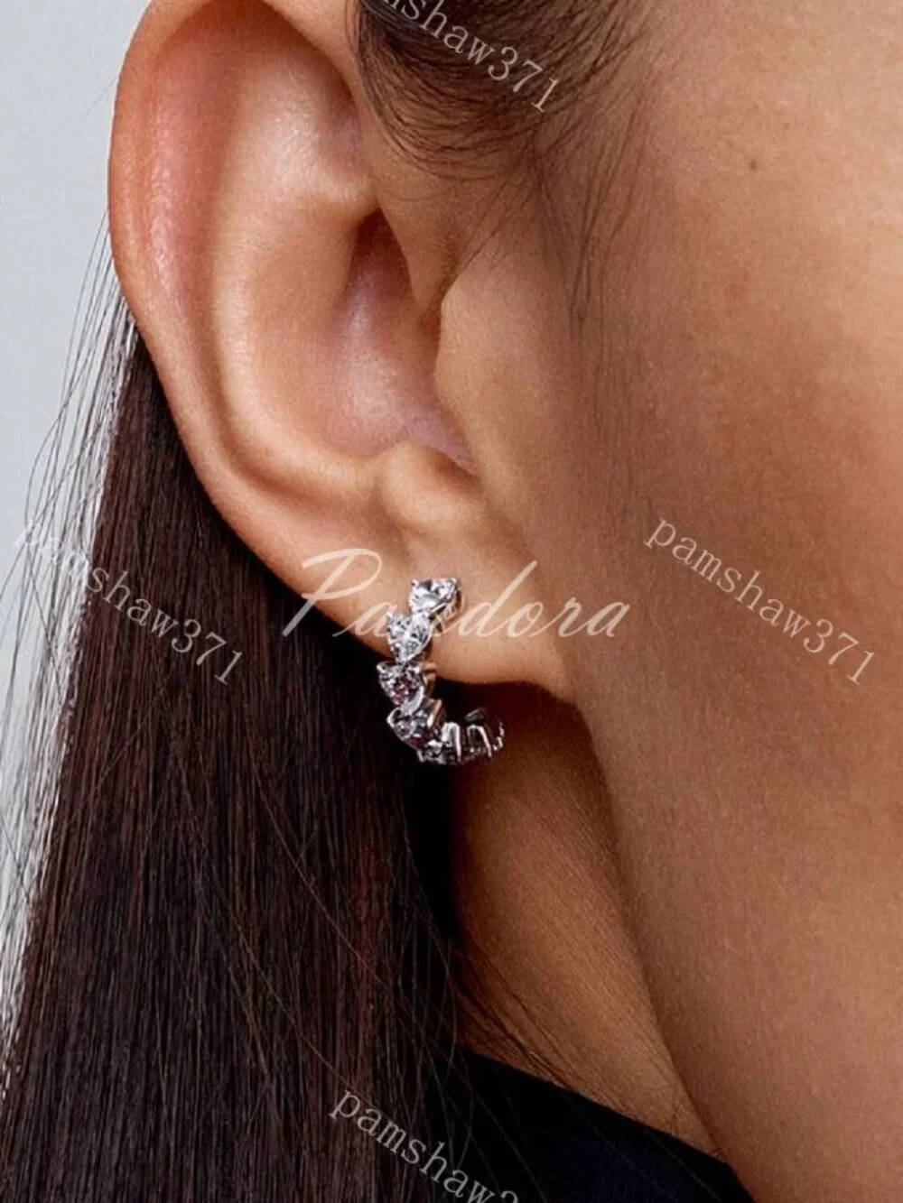 Pandora Sparkling Hearts Open Hoop Earrings